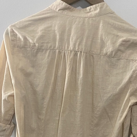 Tommy Hilfiger Neutral Gauzy Tunic Top Convertible Roll Tab Sleeves Womens Small - Picture 5 of 8